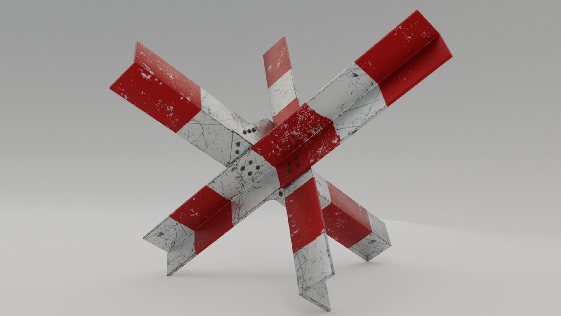 5 Hedgehogs Ant-tank - Low Poly Low-poly 3D model_5