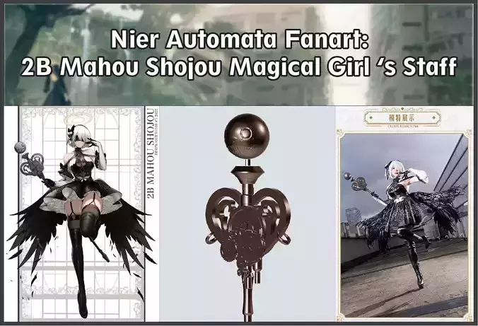 Nier Fanart Staff of 2B Mahou Shojou Magical Girl 3d print model