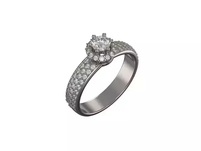 1040-Egagement ring with diamonds 3D print model