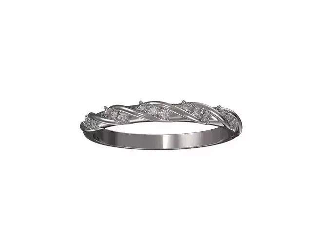 1043-Pigtail ring with diamonds 3D print model