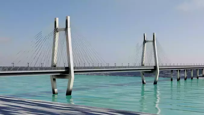 BRIDGE 3D model crossing ocean