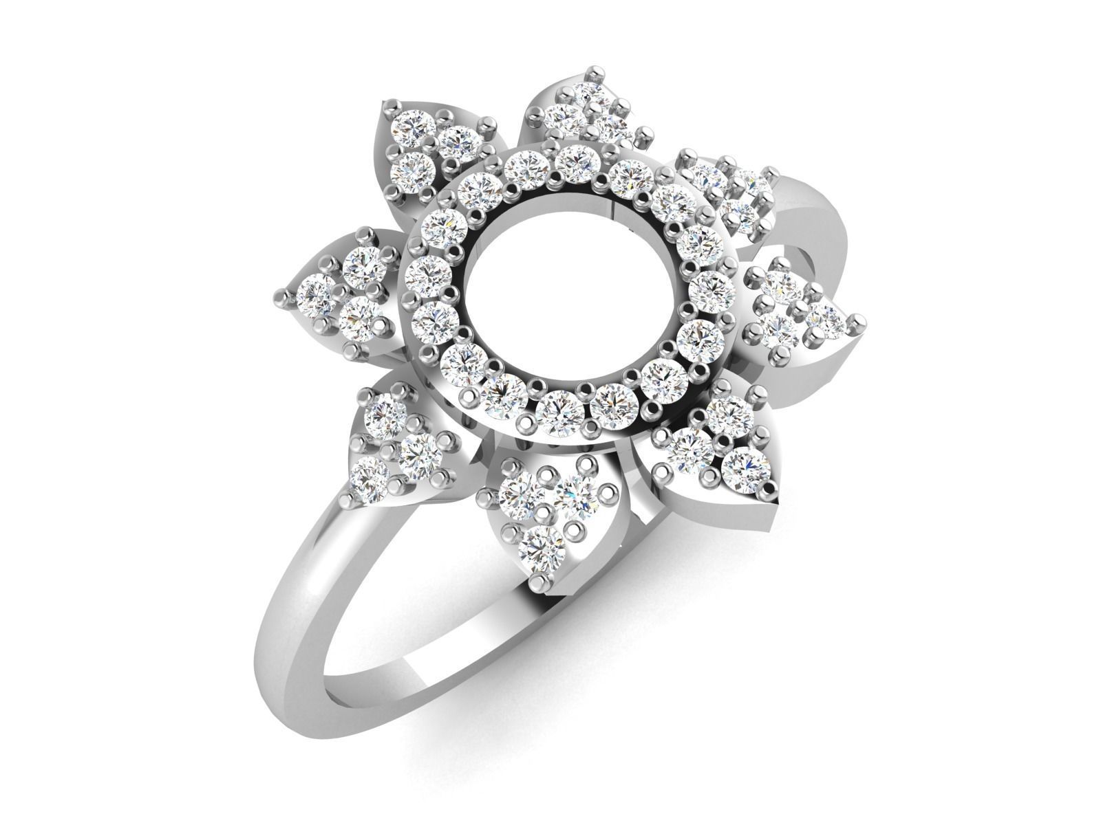 Solitaire Women Ring 3dm STL OBJ FBX Render Details 3D print model_2