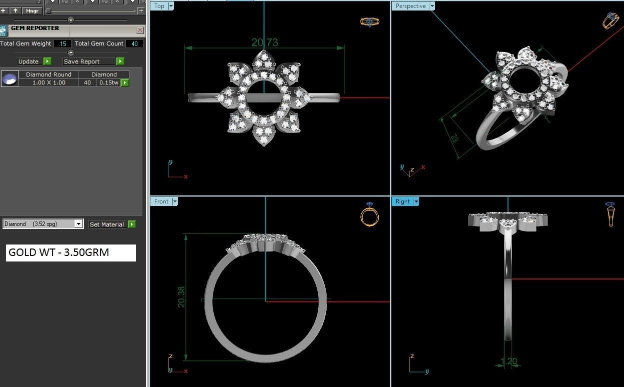 Solitaire Women Ring 3dm STL OBJ FBX Render Details 3D print model_5