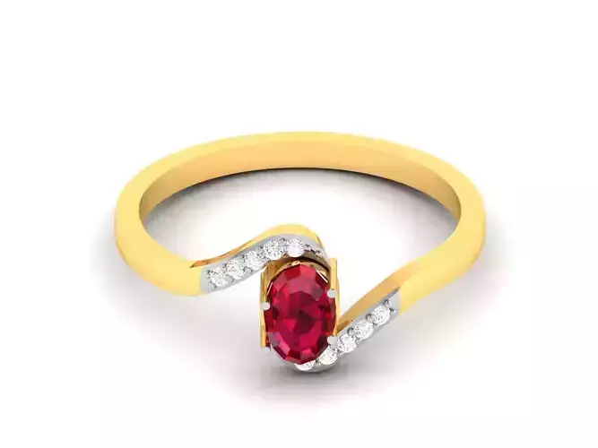 Solitaire Engagement Oval Ring 3dm STL OBJ FBX Render Details 3D print model