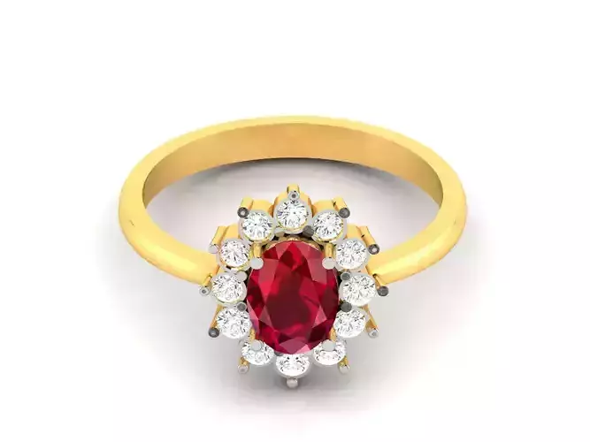 Solitaire Engagement Oval Ring 3dm STL OBJ FBX Render Details 3D print model