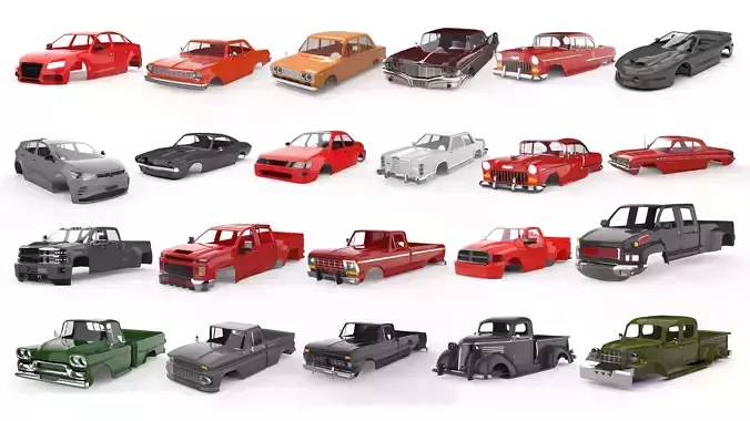 Rc body shell of 22 deffrent cars and trucks 3D print model