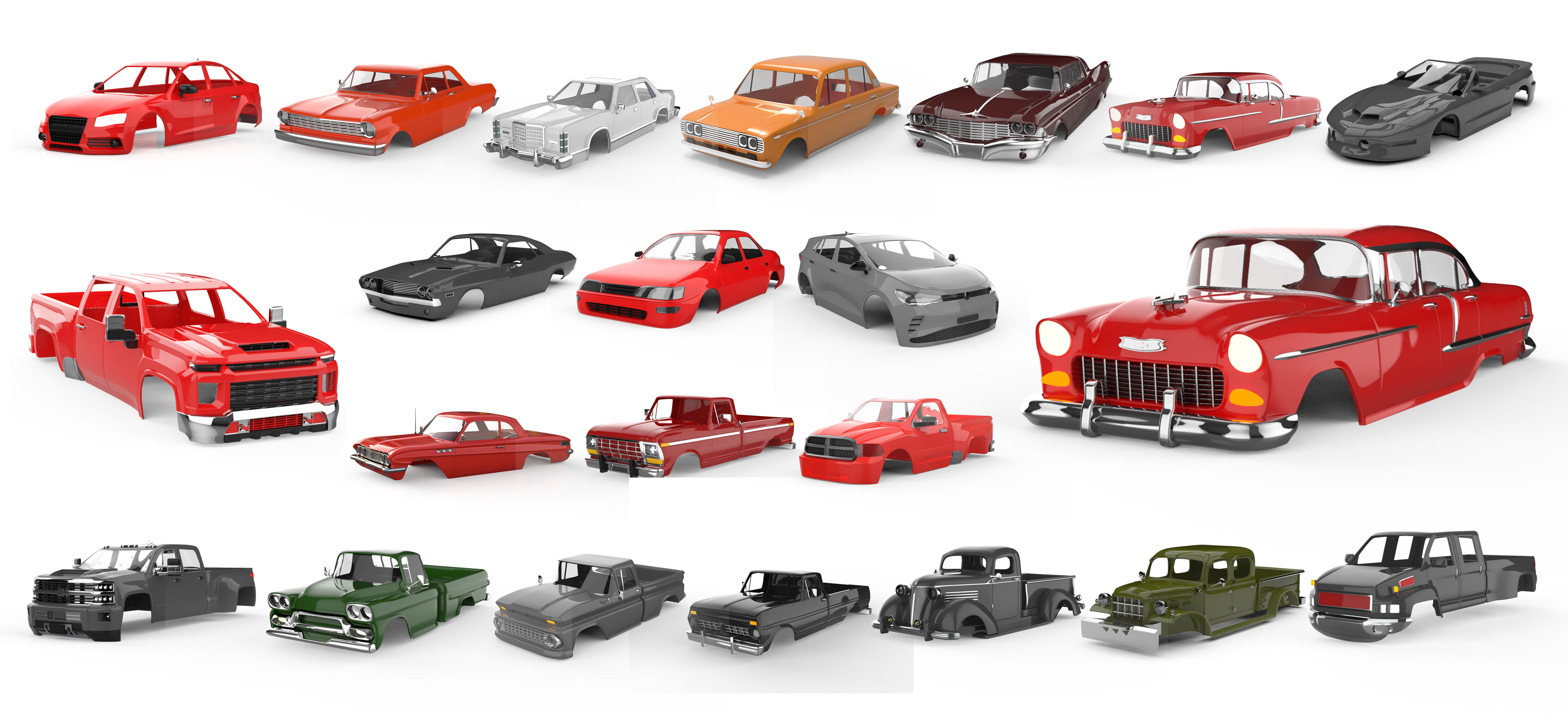 Rc body shell of 22 deffrent cars and trucks 3D print model_1