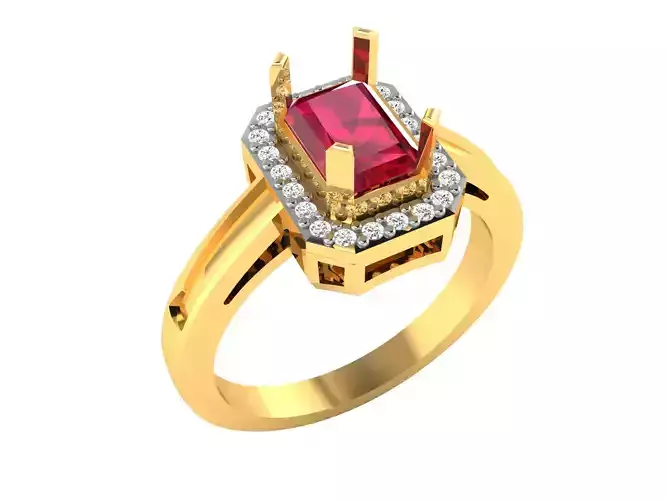 Solitaire Engagement Emerald Stone Ring  3D print model