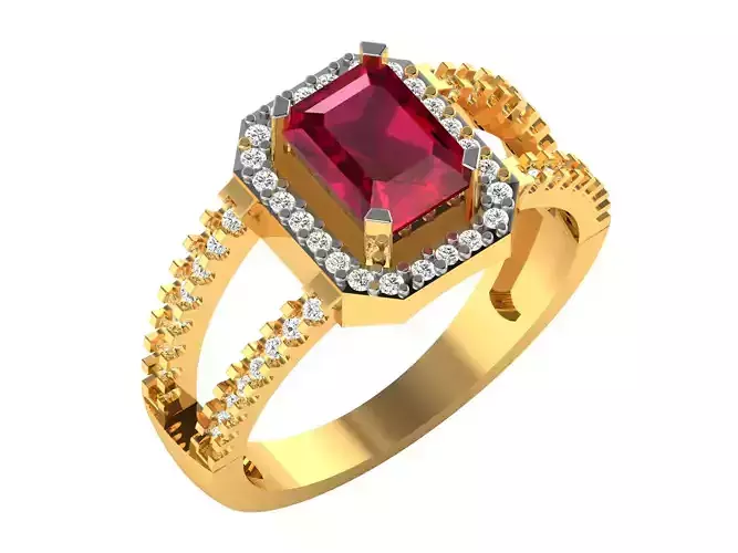 Solitaire Engagement Emerald Stone Ring 3D print model