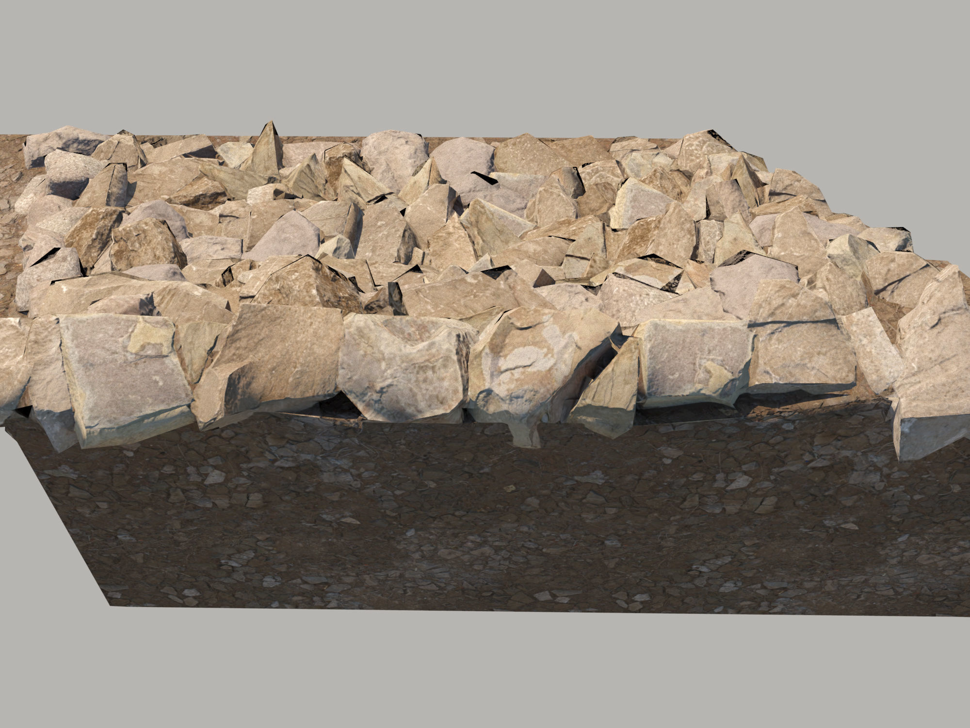 Rocky slope Low-poly 3D model_5