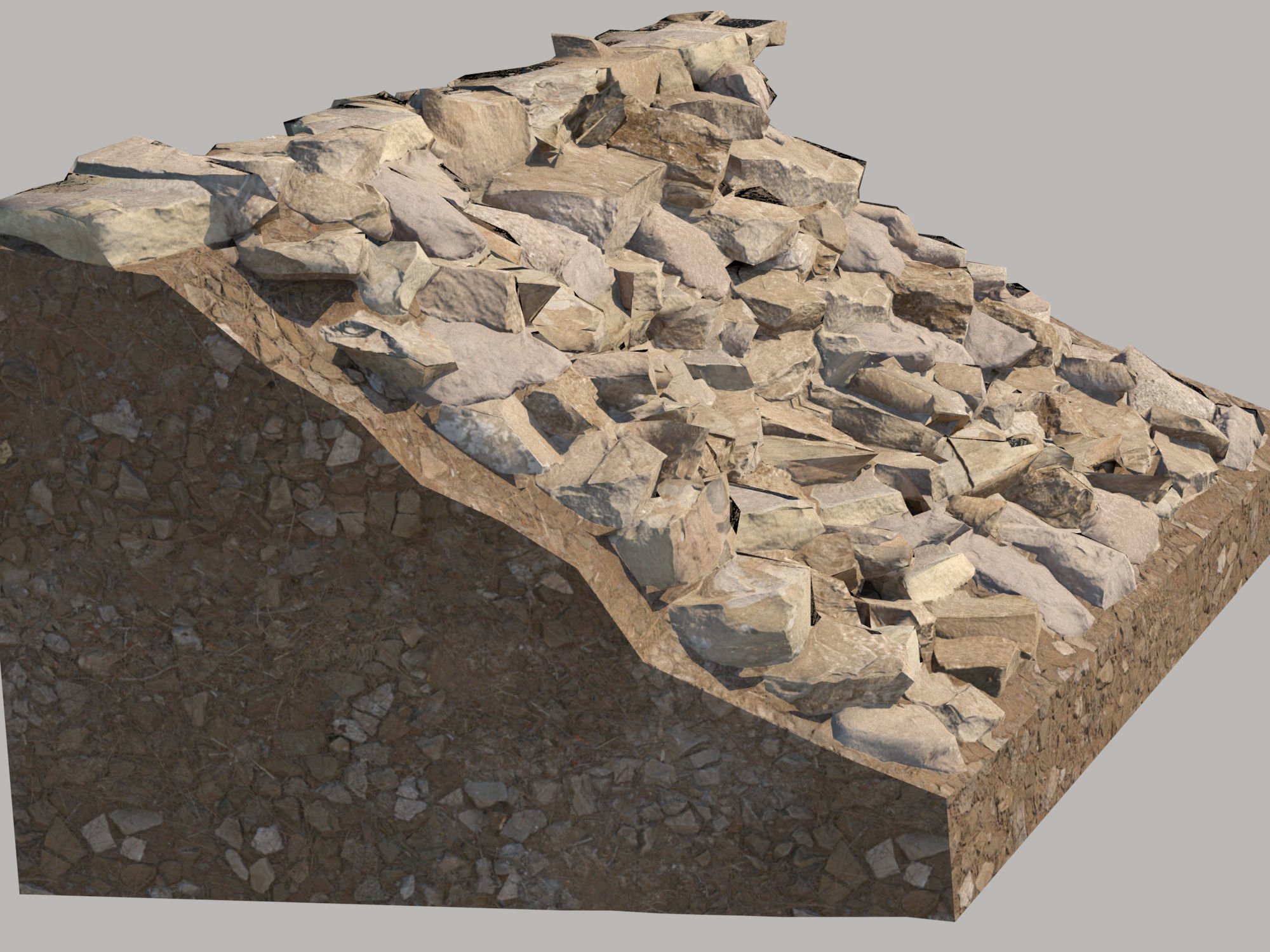 Rocky slope Low-poly 3D model_7