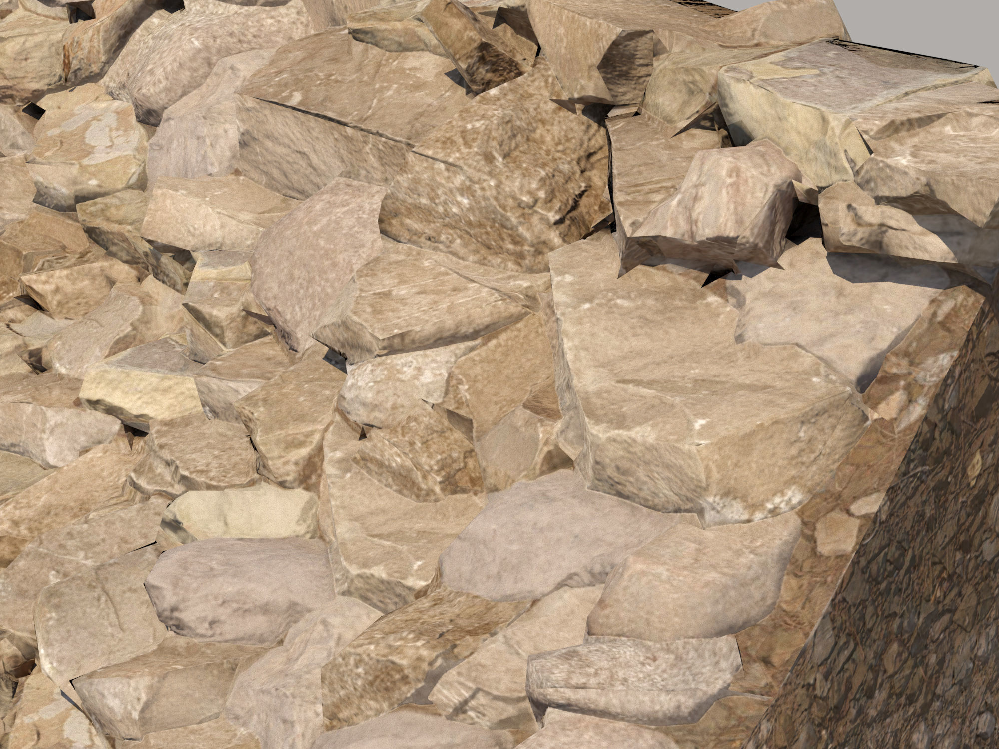 Rocky slope Low-poly 3D model_10