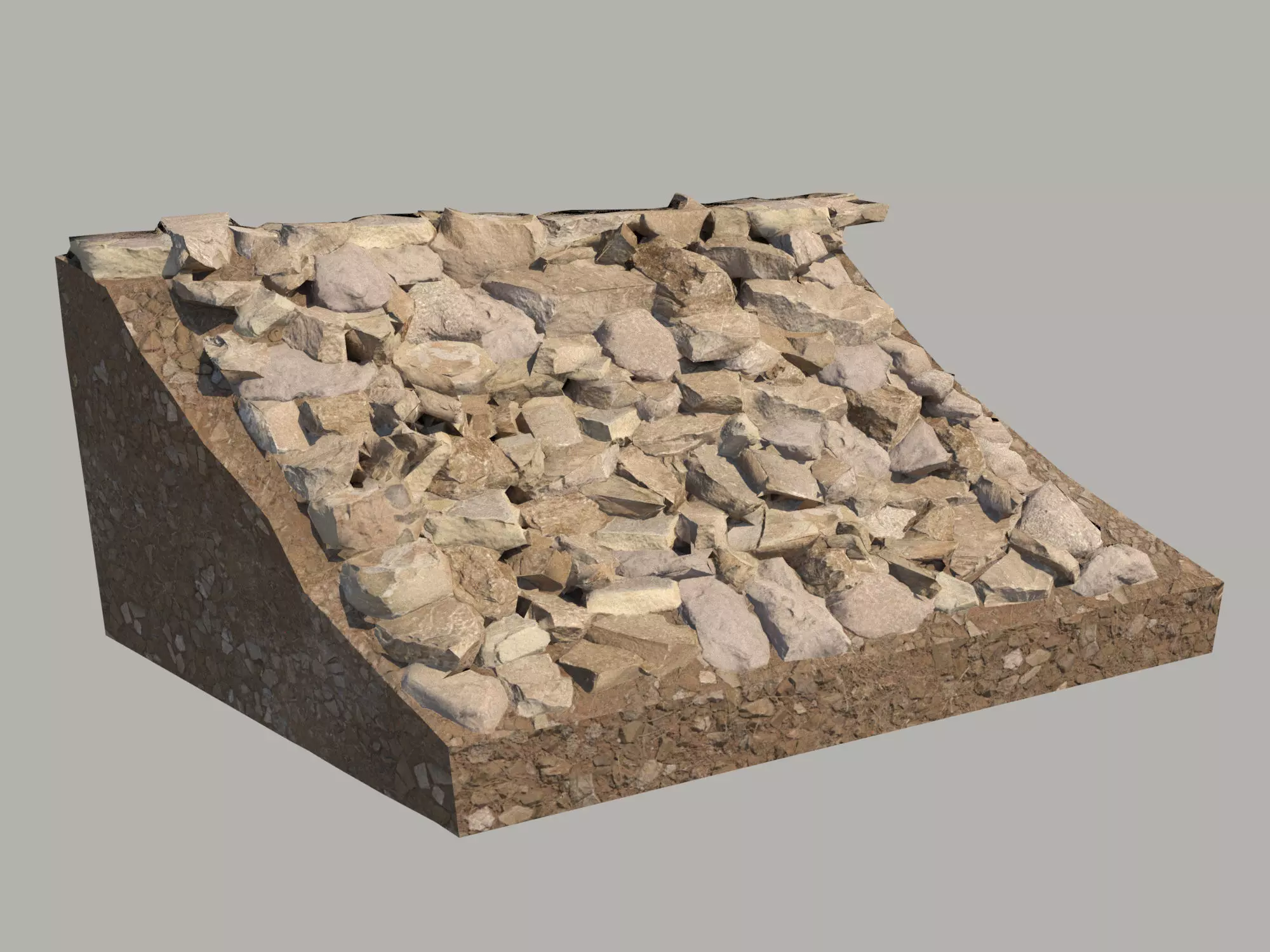 Rocky slope Low-poly 3D model_0