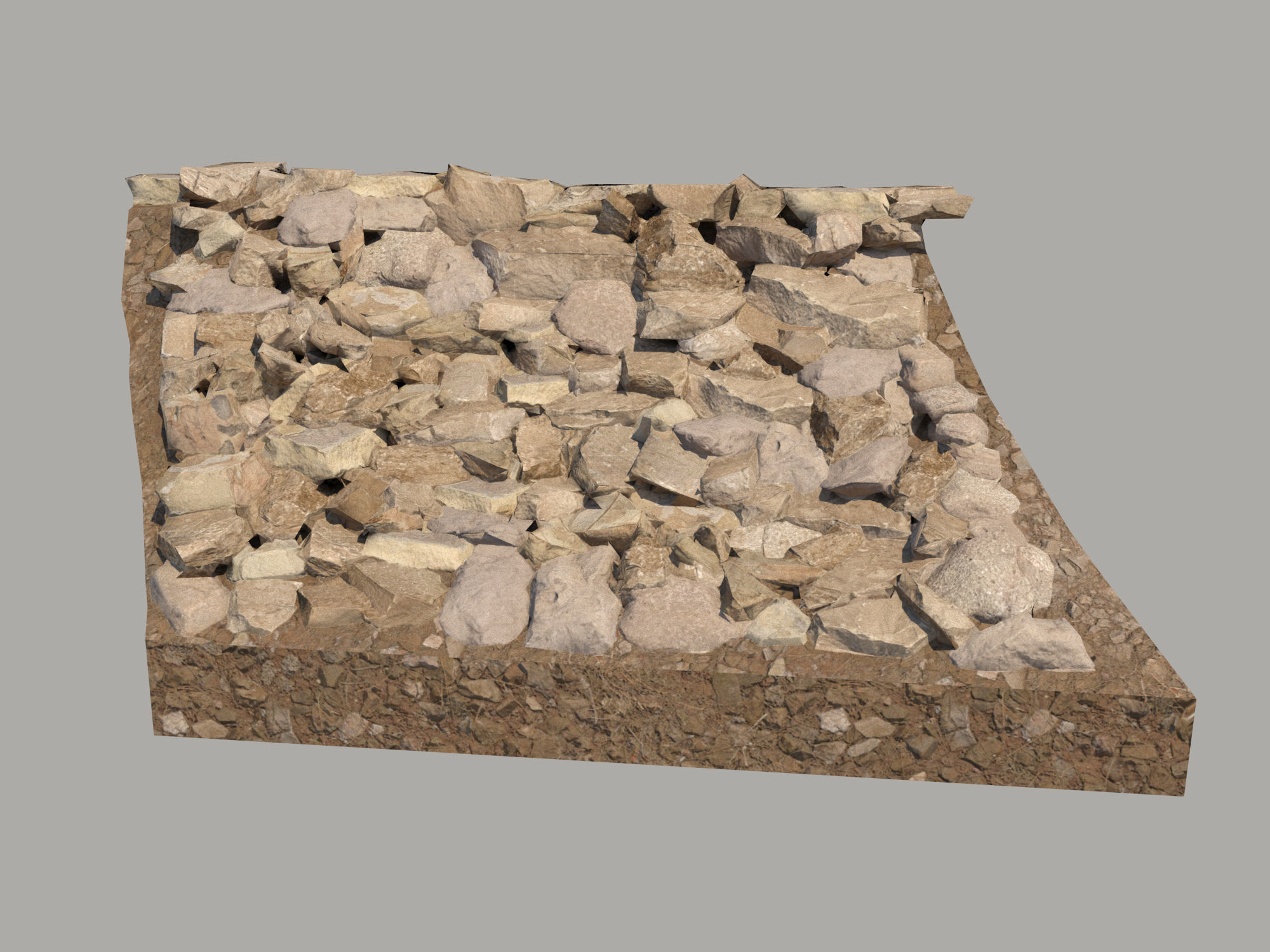 Rocky slope Low-poly 3D model_1