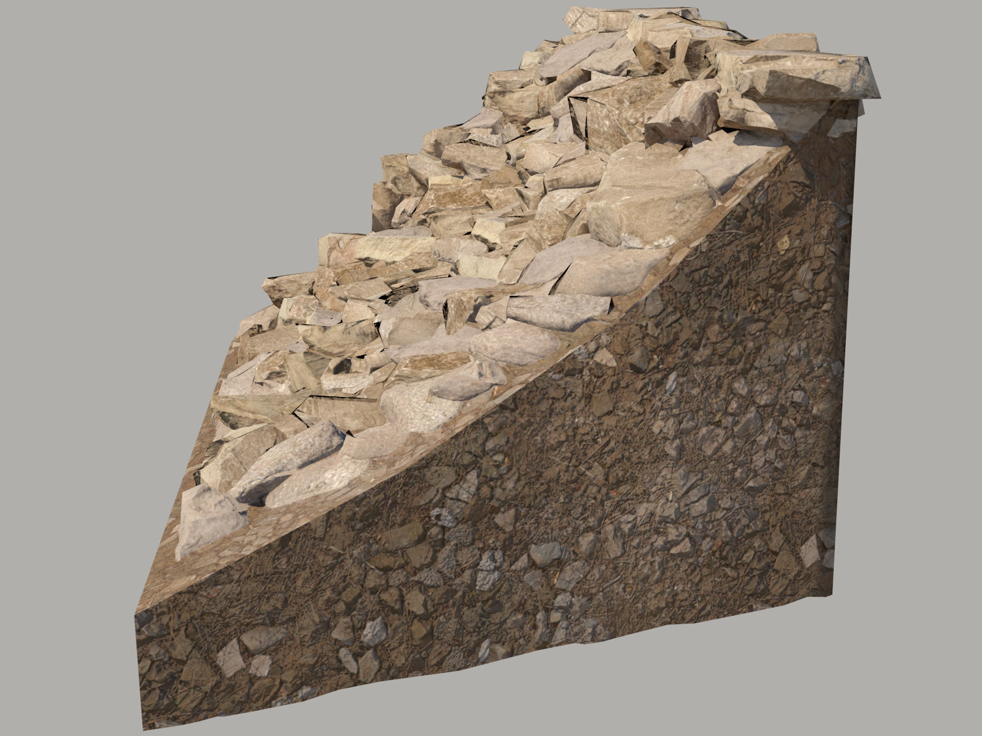 Rocky slope Low-poly 3D model_3