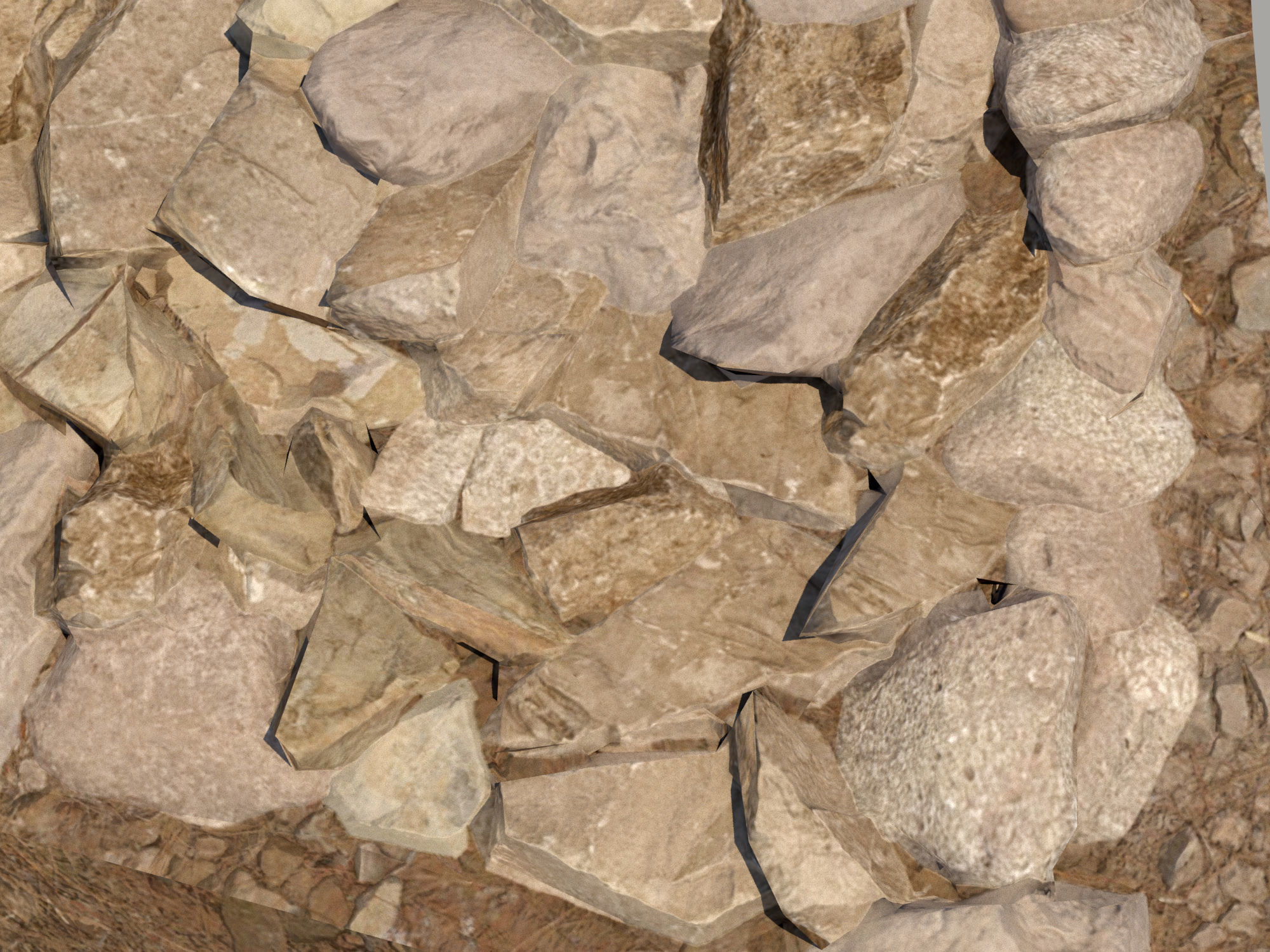 Rocky slope Low-poly 3D model_9