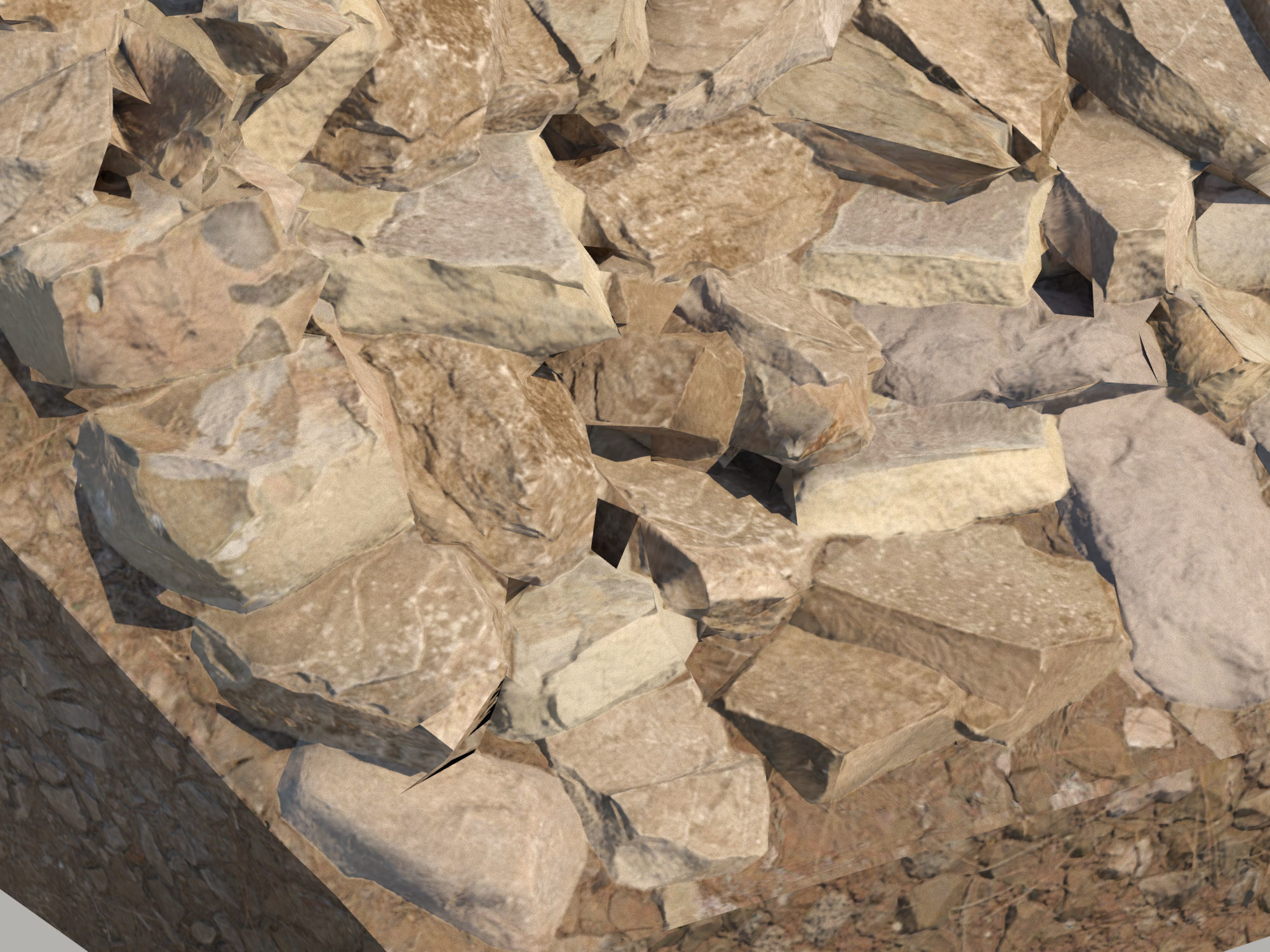 Rocky slope Low-poly 3D model_8