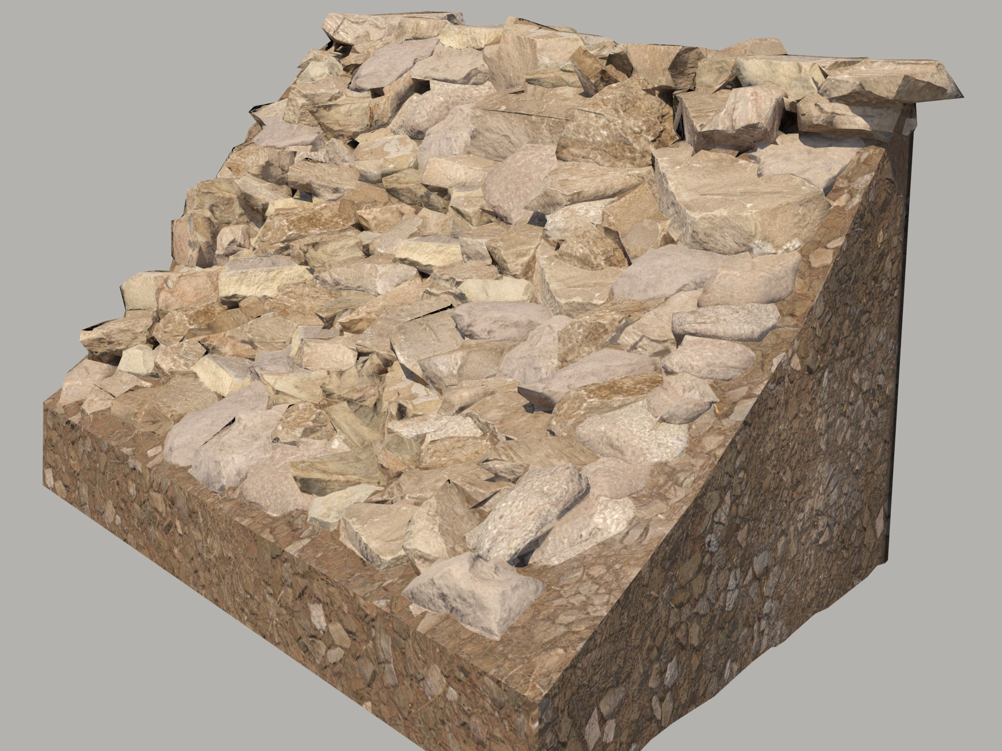 Rocky slope Low-poly 3D model_2