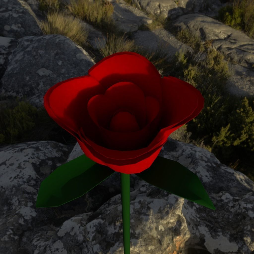 Rose flower low poly Free low-poly 3D model_1