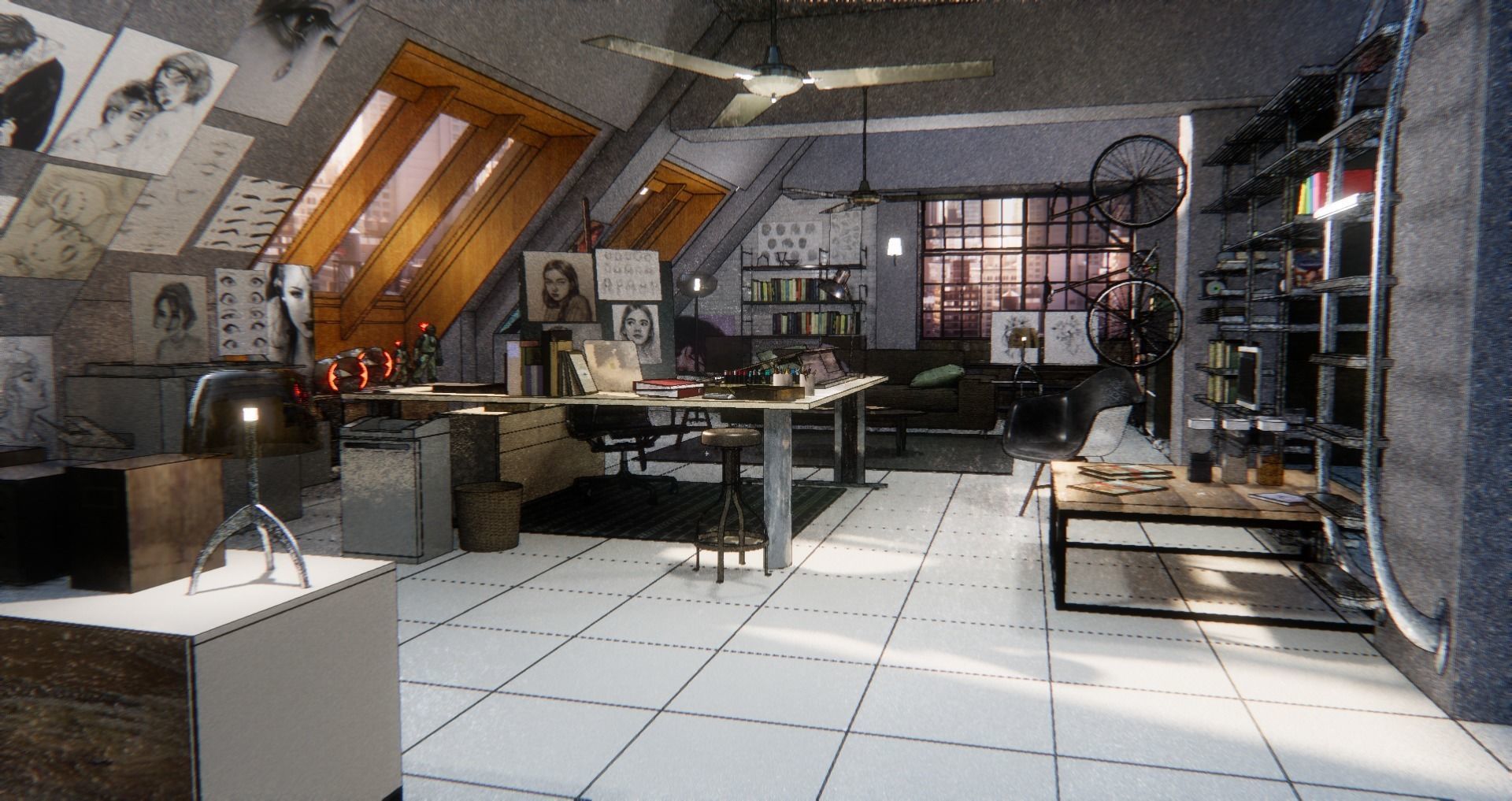 Loft studio interior 3D model | CGTrader