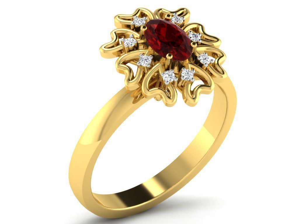 Solitaire Wedding Engagement Oval Ring 3dm STL OBJ FBX Details 3D print model_1