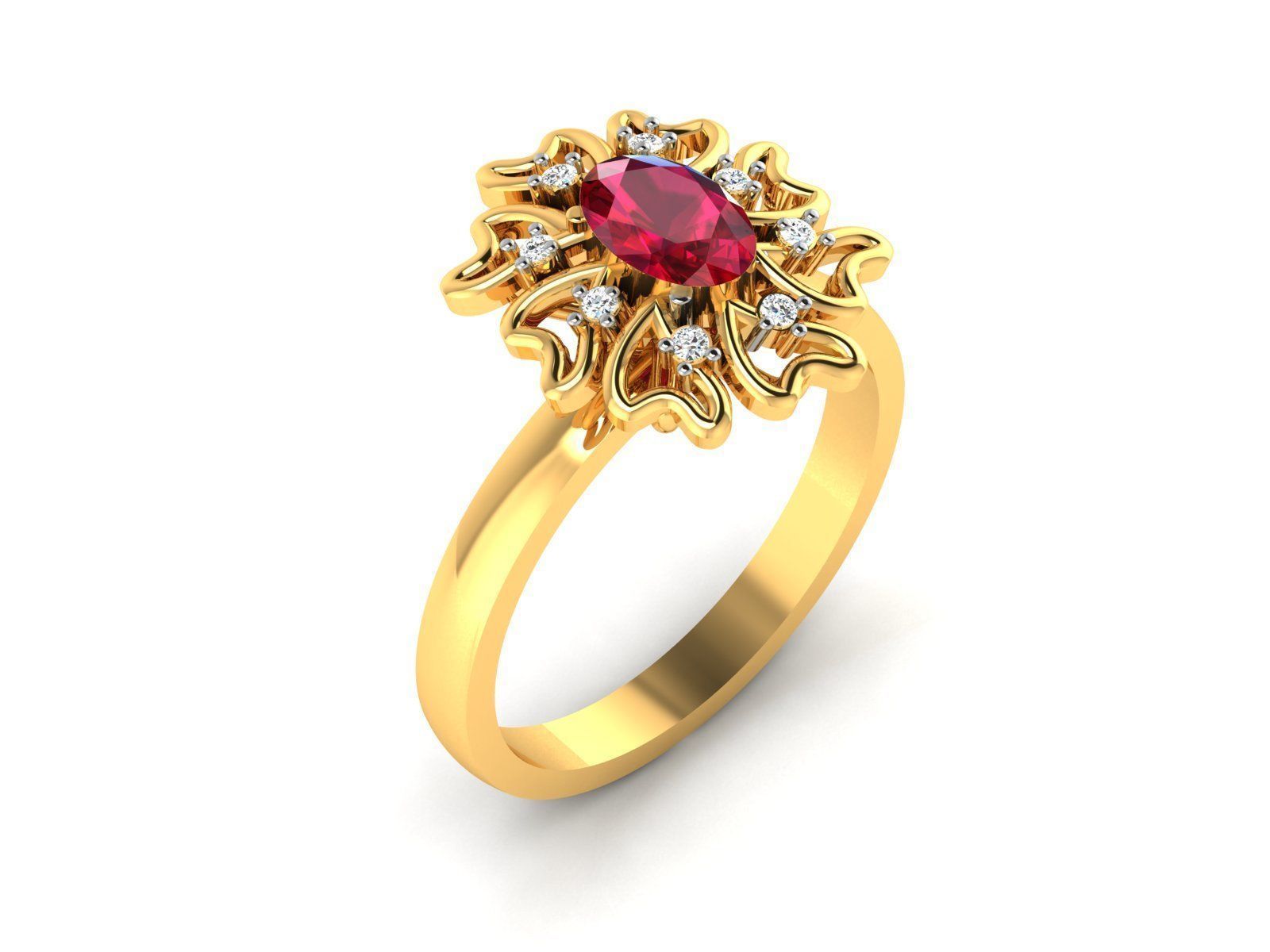 Solitaire Wedding Engagement Oval Ring 3dm STL OBJ FBX Details 3D print model_7