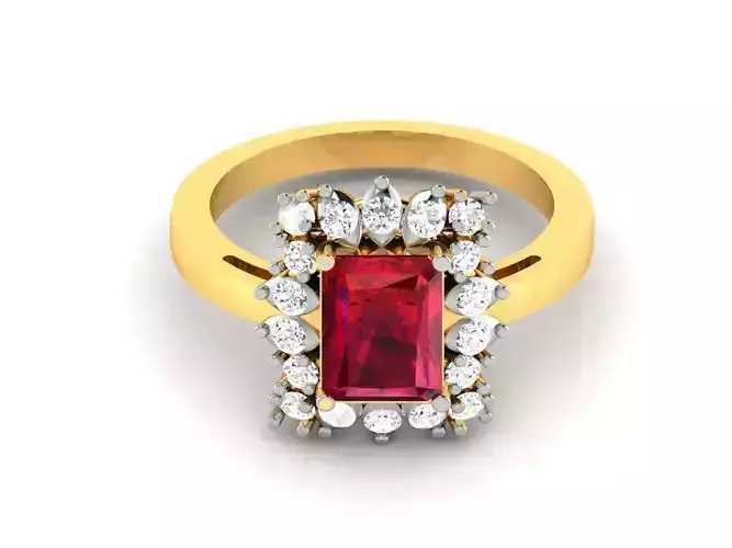  Wedding Engagement Princess Ring STL OBJ FBX Render Details 3D print model