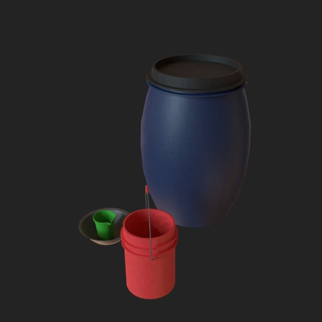 Water containers low poly Free low-poly 3D model_1
