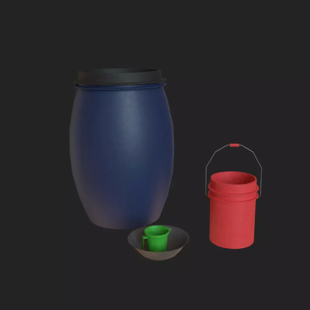 Water containers low poly Free low-poly 3D model_0