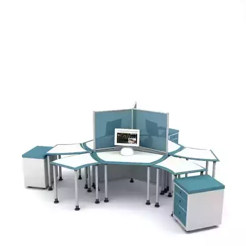 Modern Blue White Cubicle 3D model