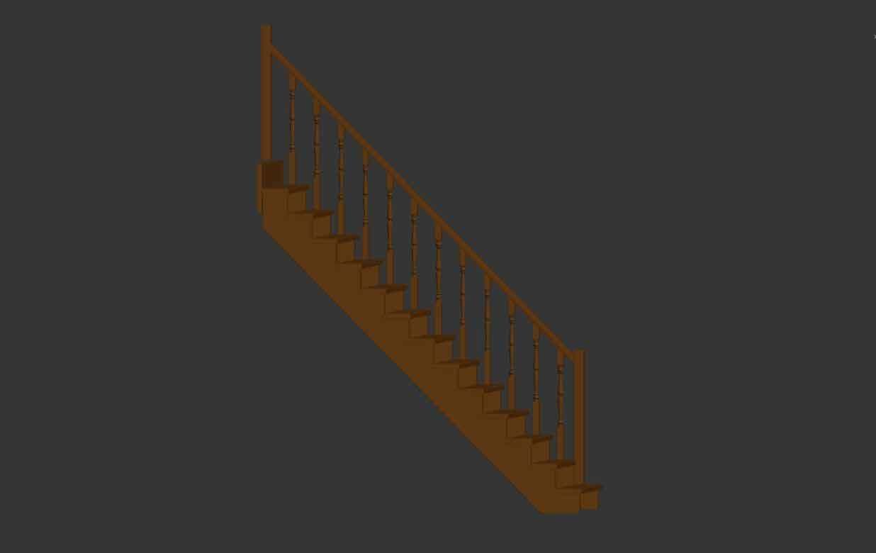 Wood stairs 3D model_12