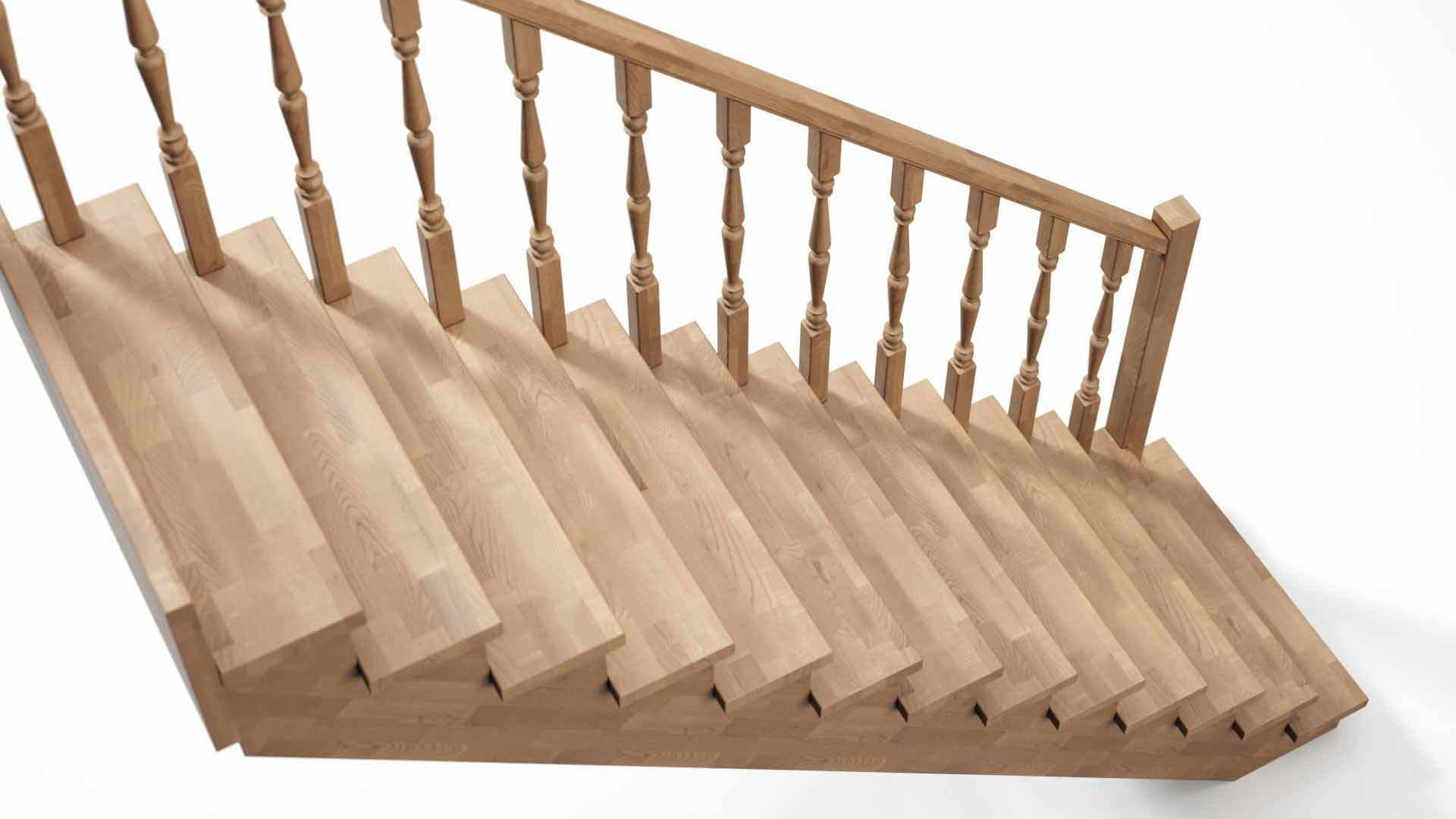 Wood stairs 3D model_7