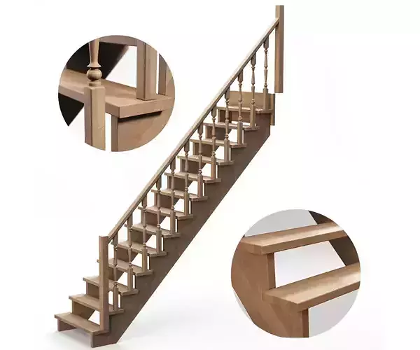 Wood stairs 3D model