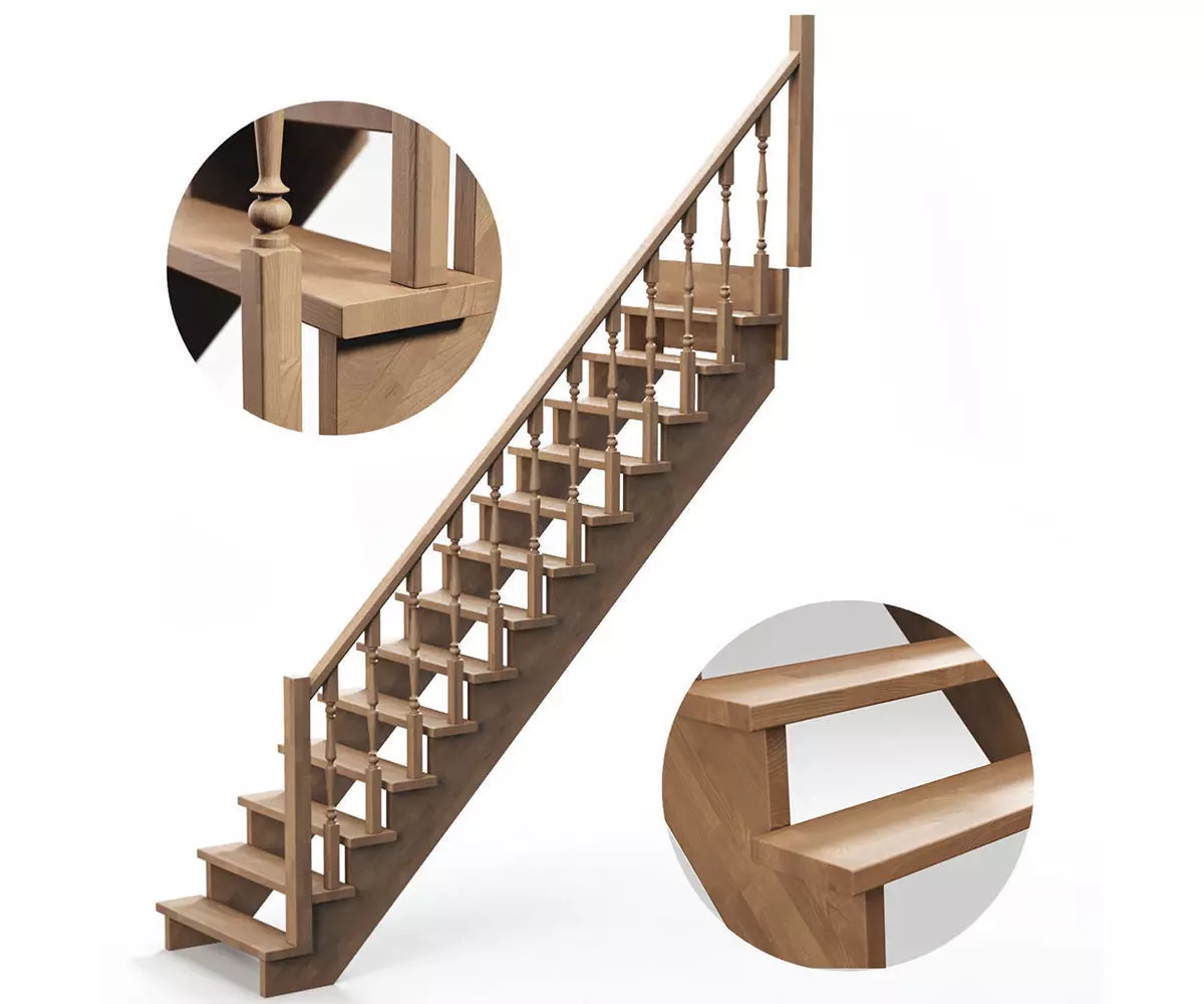 Wood stairs 3D model_0