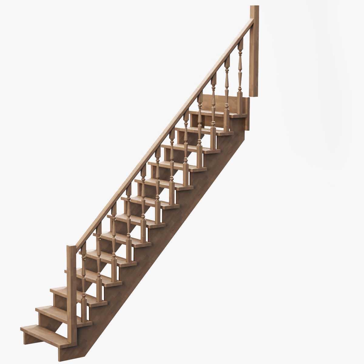 Wood stairs 3D model_3