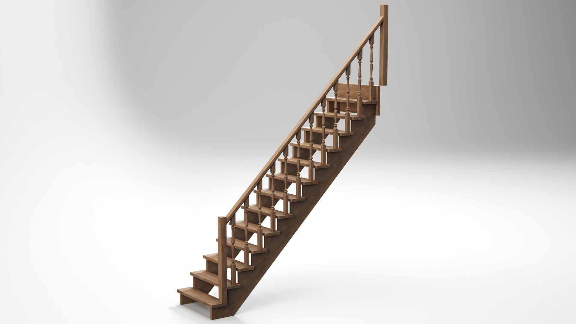 Wood stairs 3D model_8