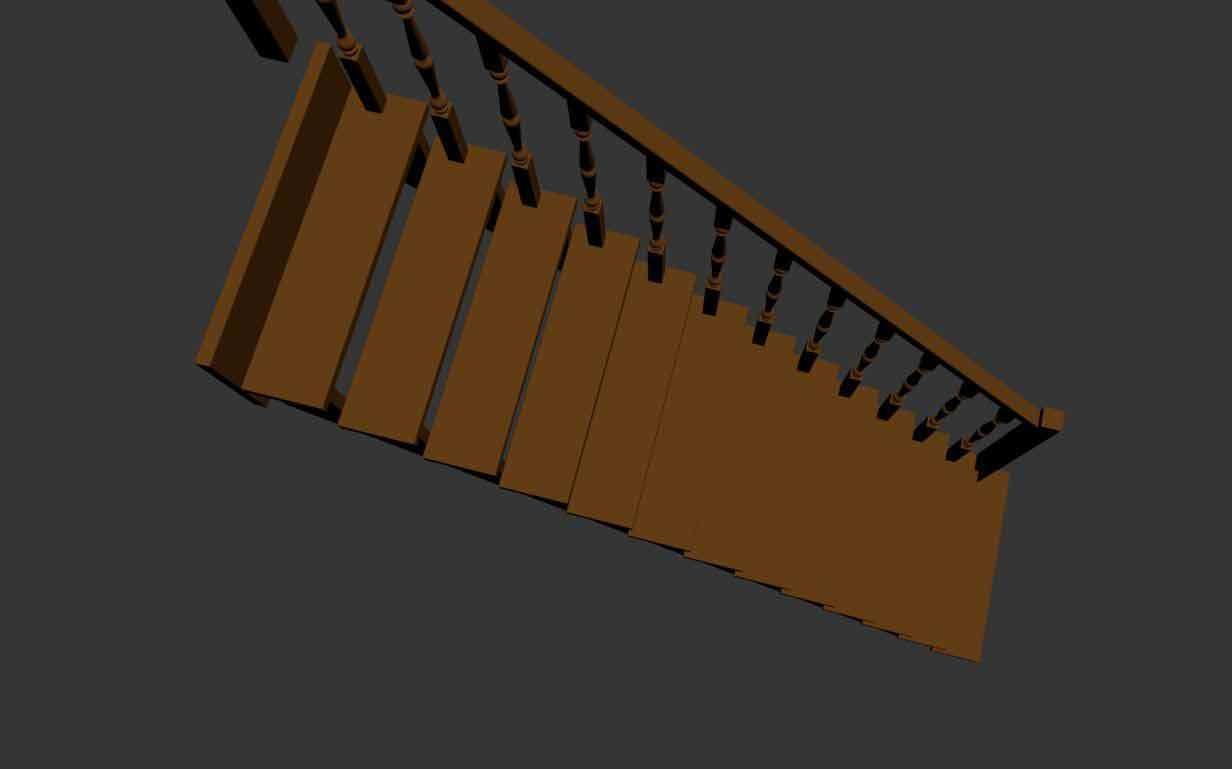 Wood stairs 3D model_14