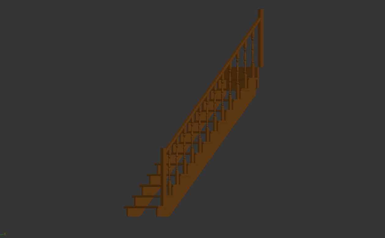 Wood stairs 3D model_10