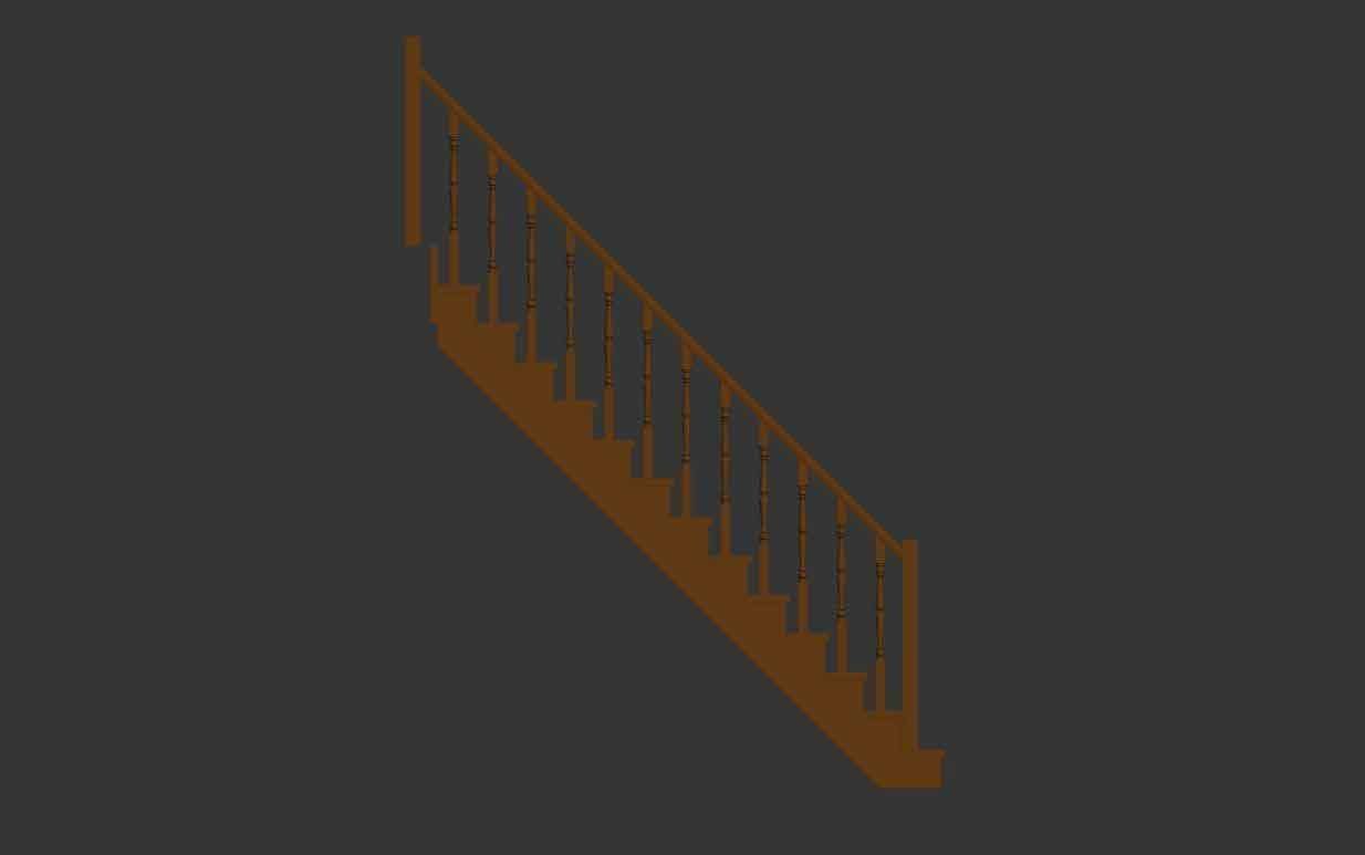Wood stairs 3D model_13