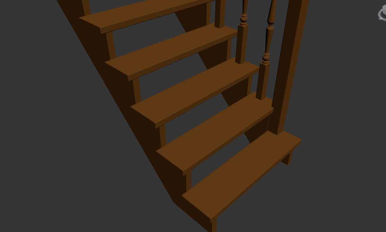 Wood stairs 3D model_15