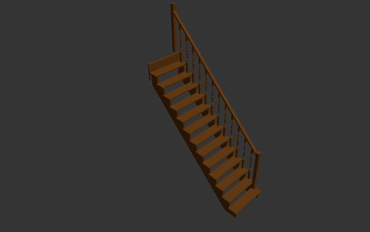 Wood stairs 3D model_16