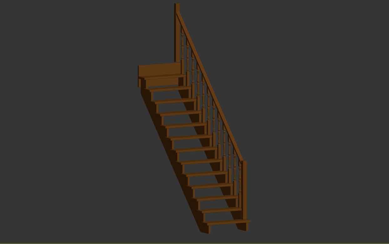 Wood stairs 3D model_11