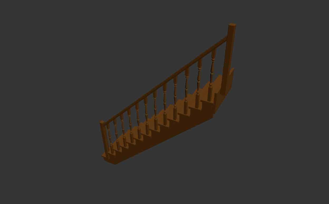 Wood stairs 3D model_20