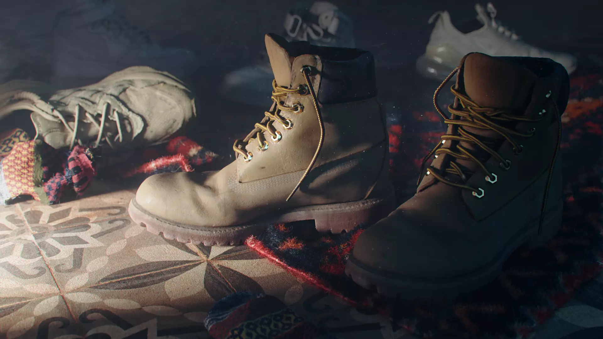 Real scan shoes and boot modle kitbash 3D model