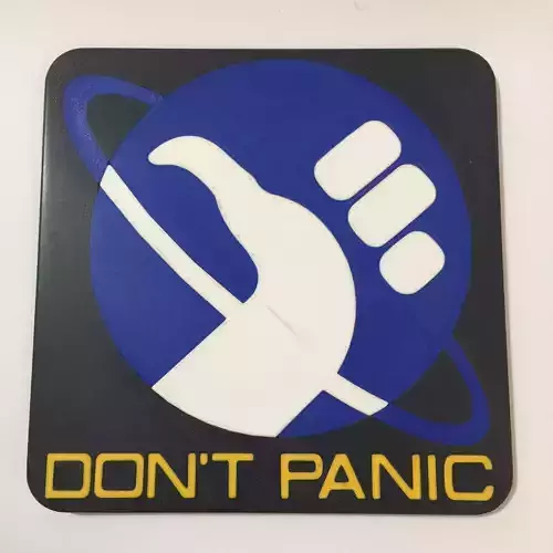 Hitchhikers Guide to the Galaxy Dont Panic Logo Coaster Free 3D print model