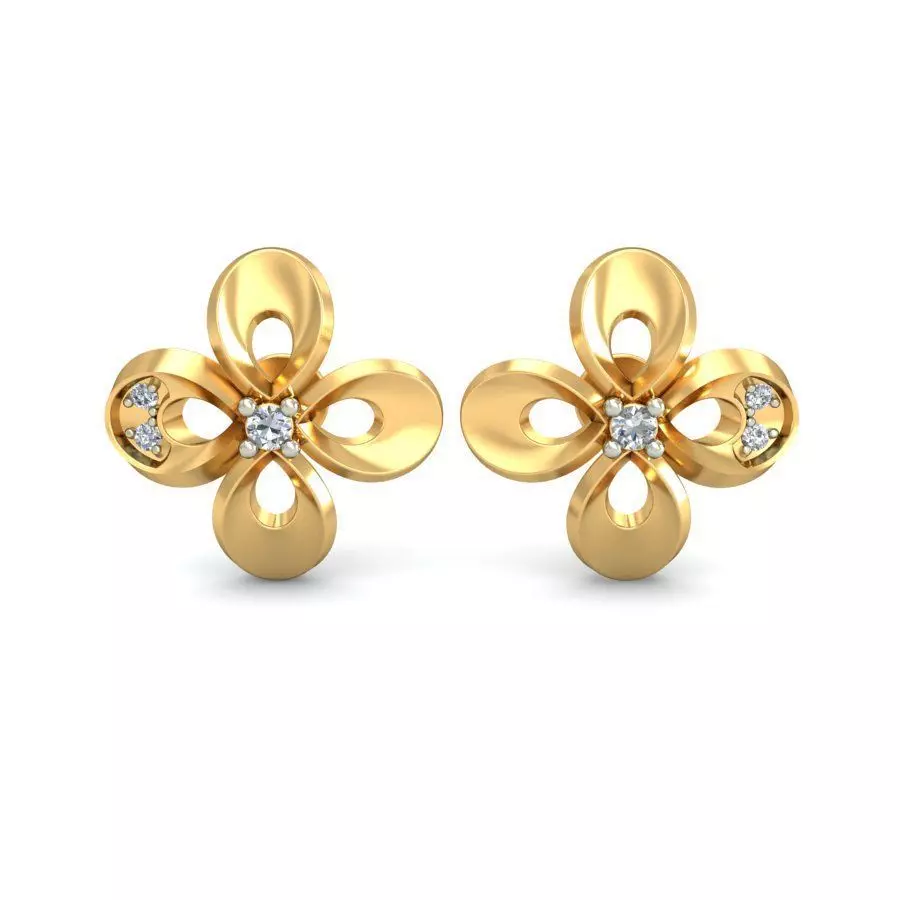 Earring 3dm STL OBJ FBX Render Details gold flower pendant wi... 3D print model_0