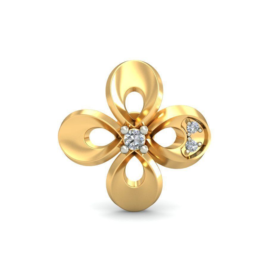 Earring 3dm STL OBJ FBX Render Details gold flower pendant wi... 3D print model_1