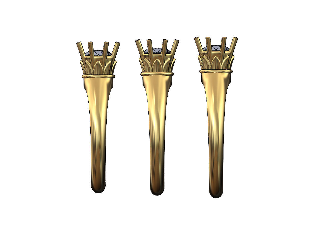 Diamond Lotus 5mm solitaire Us sizes 6 7 8 3D print model_1