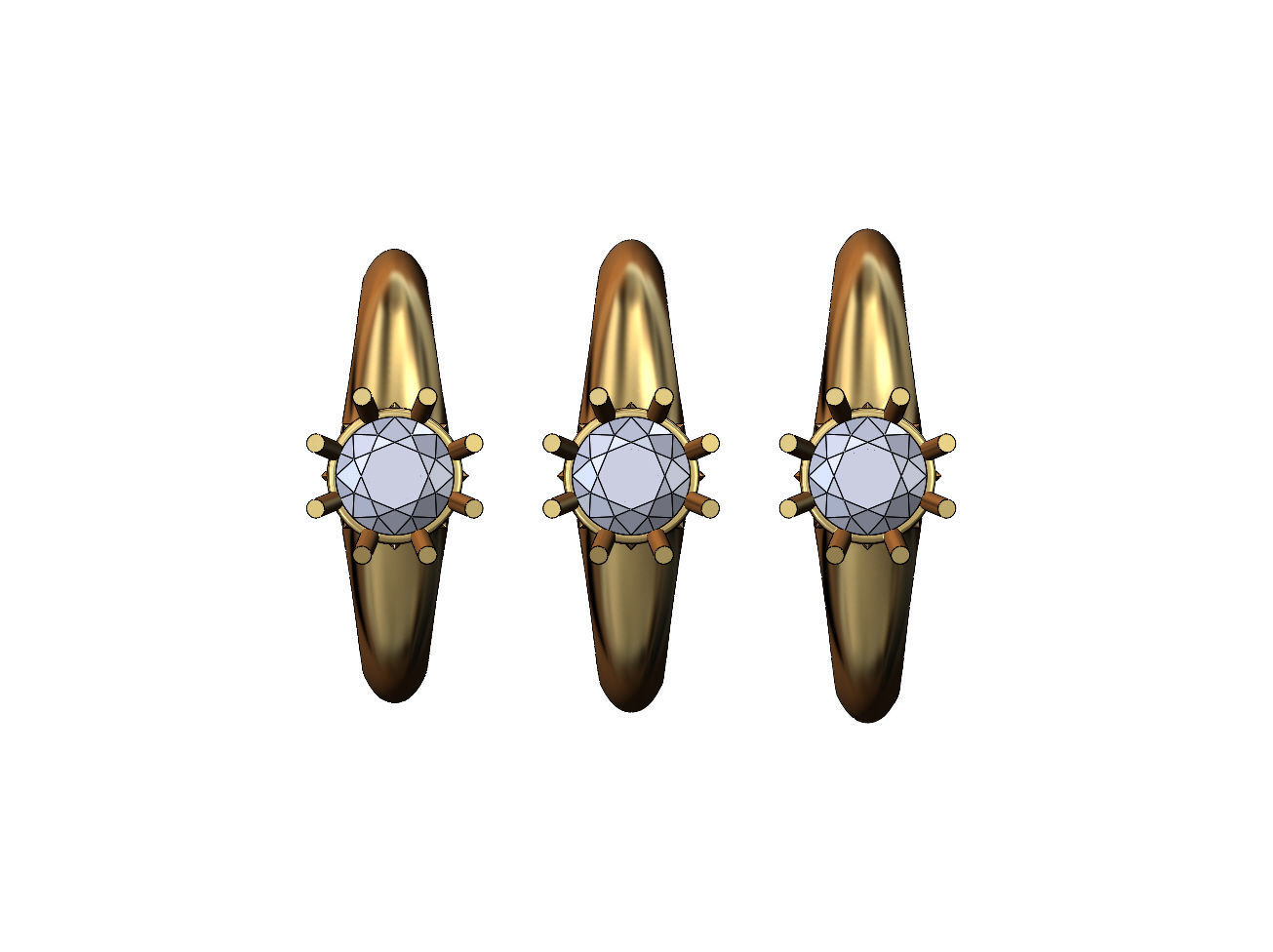 Diamond Lotus 5mm solitaire Us sizes 6 7 8 3D print model_2