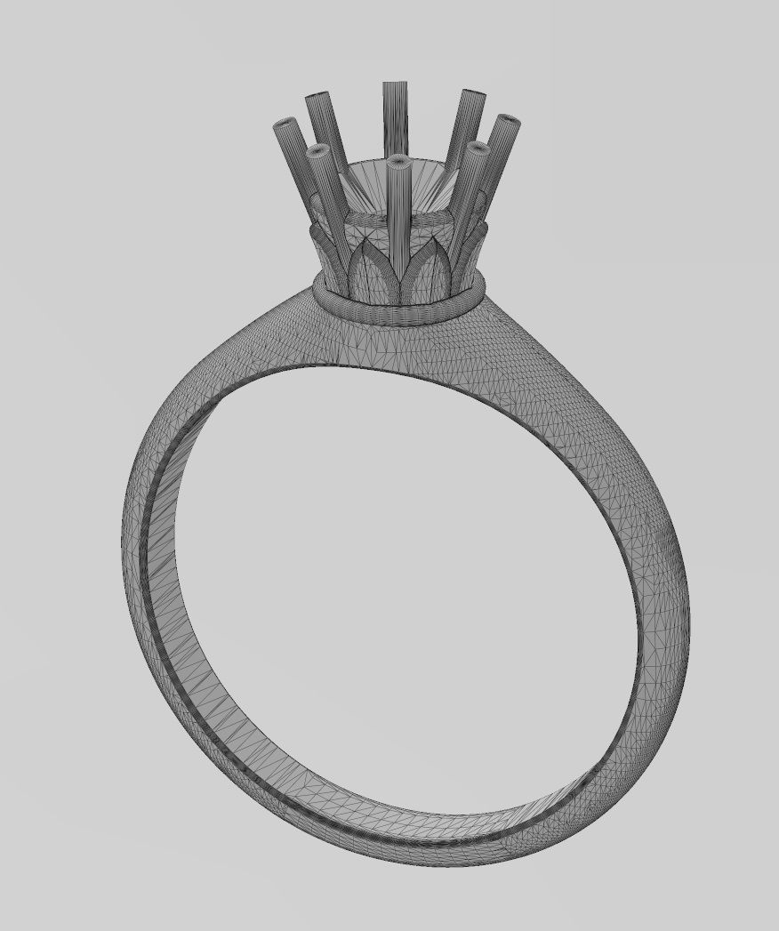 Diamond Lotus 5mm solitaire Us sizes 6 7 8 3D print model_15